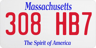 MA license plate 308HB7