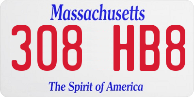 MA license plate 308HB8