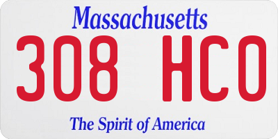 MA license plate 308HC0