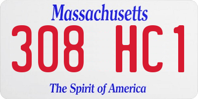 MA license plate 308HC1