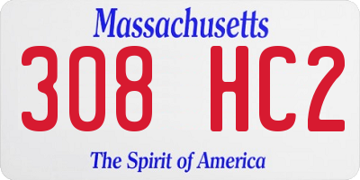 MA license plate 308HC2