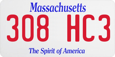 MA license plate 308HC3