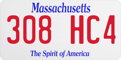 MA license plate 308HC4