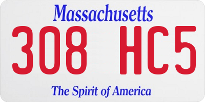 MA license plate 308HC5