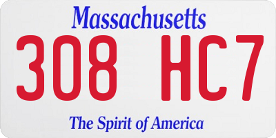 MA license plate 308HC7