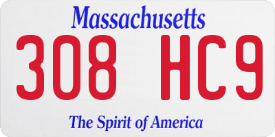 MA license plate 308HC9
