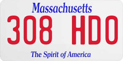 MA license plate 308HD0
