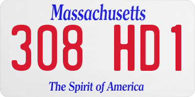 MA license plate 308HD1