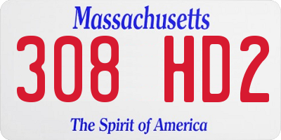 MA license plate 308HD2