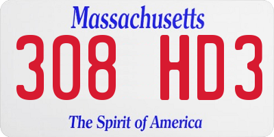 MA license plate 308HD3