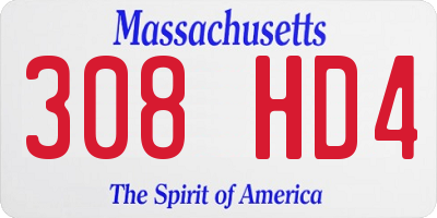 MA license plate 308HD4