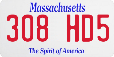 MA license plate 308HD5