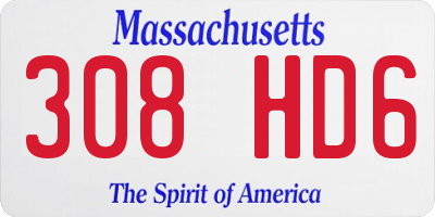 MA license plate 308HD6