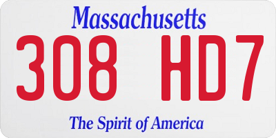 MA license plate 308HD7
