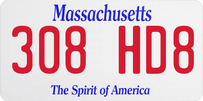 MA license plate 308HD8