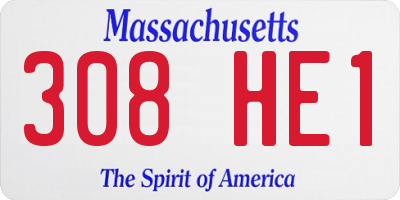 MA license plate 308HE1