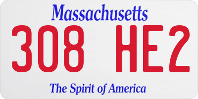 MA license plate 308HE2