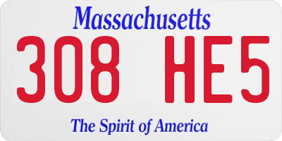 MA license plate 308HE5