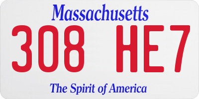 MA license plate 308HE7