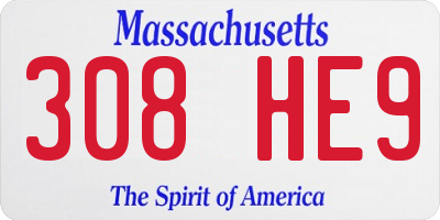 MA license plate 308HE9