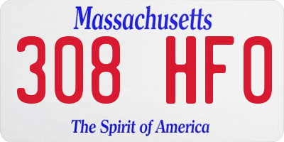 MA license plate 308HF0