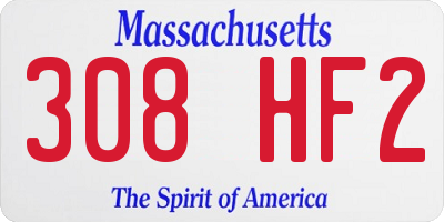 MA license plate 308HF2