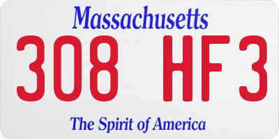 MA license plate 308HF3