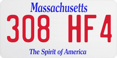MA license plate 308HF4