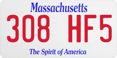 MA license plate 308HF5