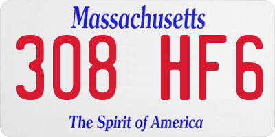 MA license plate 308HF6