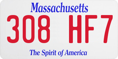 MA license plate 308HF7