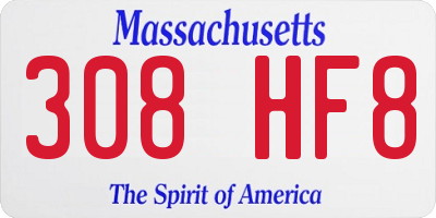 MA license plate 308HF8