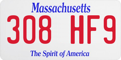 MA license plate 308HF9