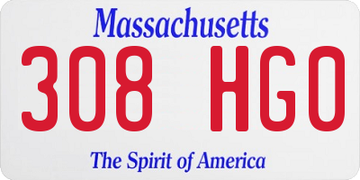 MA license plate 308HG0