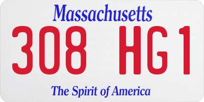 MA license plate 308HG1