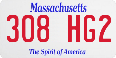 MA license plate 308HG2