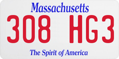 MA license plate 308HG3