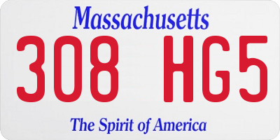 MA license plate 308HG5