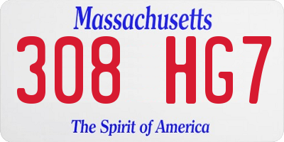 MA license plate 308HG7