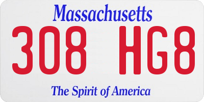 MA license plate 308HG8