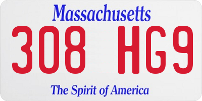 MA license plate 308HG9