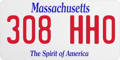 MA license plate 308HH0