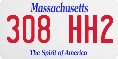 MA license plate 308HH2