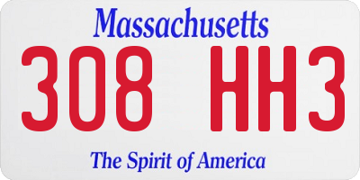 MA license plate 308HH3