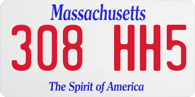 MA license plate 308HH5