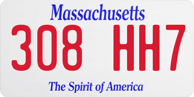 MA license plate 308HH7