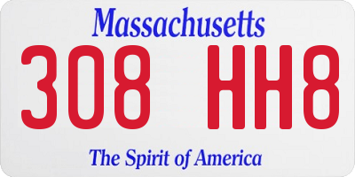 MA license plate 308HH8