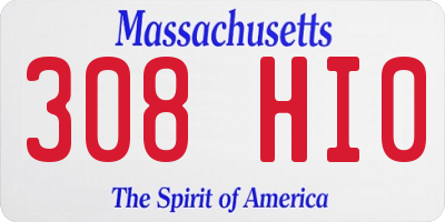 MA license plate 308HI0