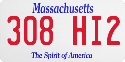MA license plate 308HI2