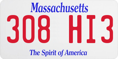 MA license plate 308HI3